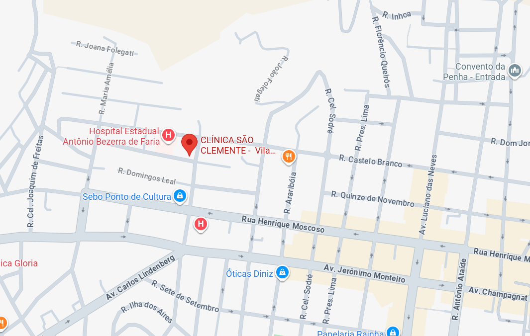 Mapa de localização - Clínica São Clemente, R. Carolina Leal, 46 - Olaria, Vila Velha - ES